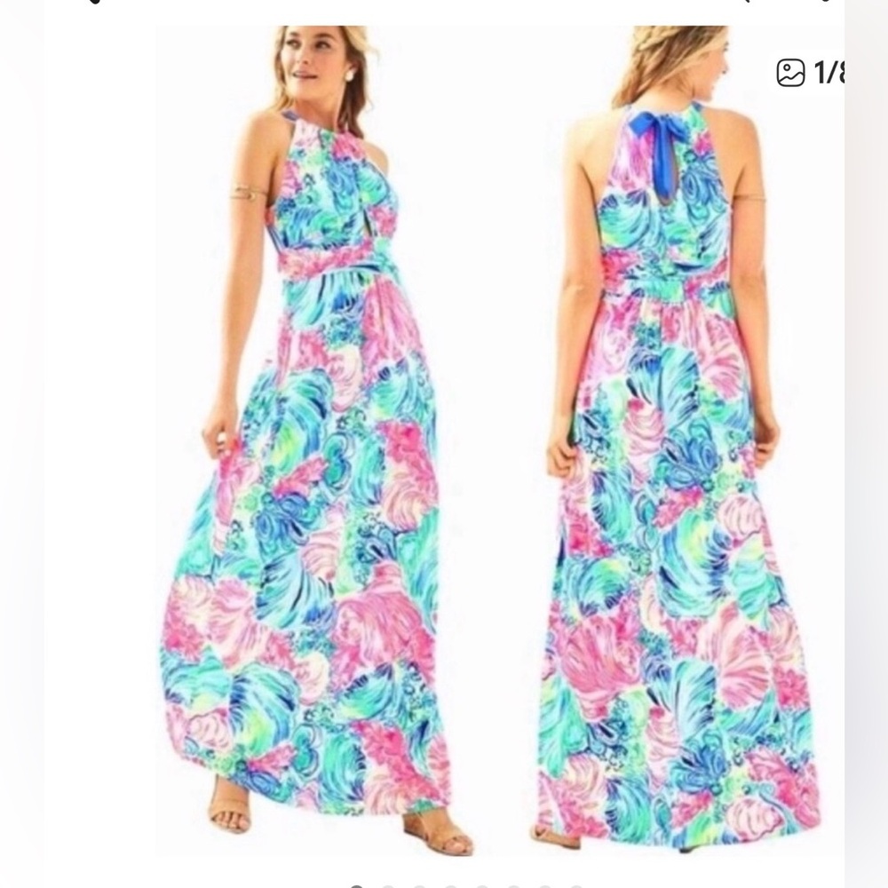 Lilly Pulitzer MARTINA MAXI Halter
 DRESS Beach Please. Size Small.